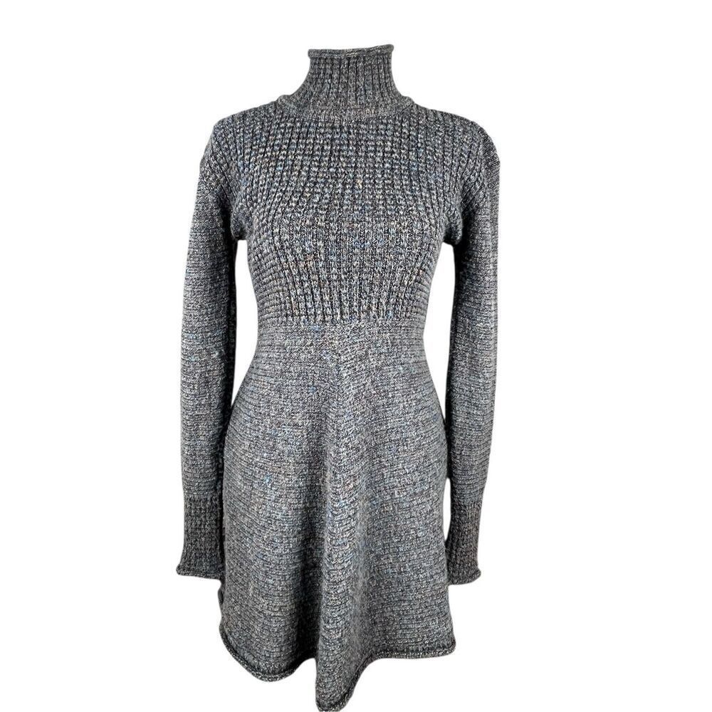 Inis Meain Ireland Alpaca wool blend long sleeve turtle neck sweater dress M